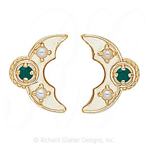 GS341-2 E/PL - 14 Karat Gold Slide with Emerald center and Pearl accents 